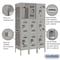 Salsbury Industries 3 Tier Vented Locker, 36"Wx66"Hx18"D, 9 Door, Gray, Unassembled 73358GY-U - alternate 4